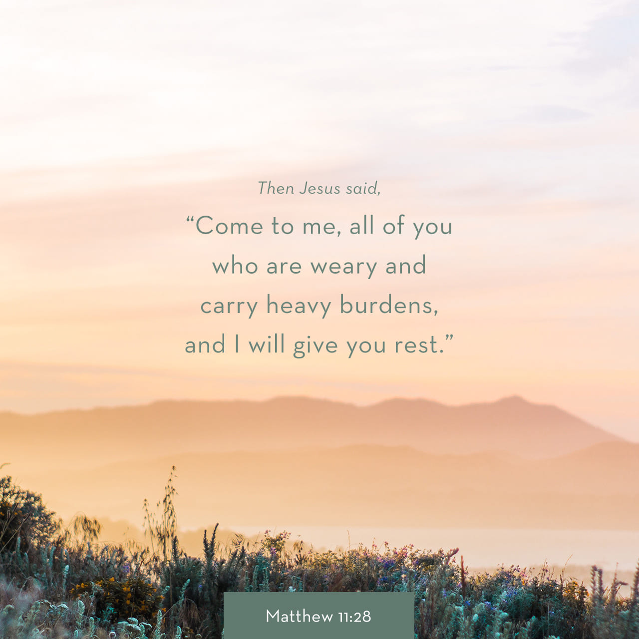 Come to me all of you who are weary and carry heavy burdens, and I will give you rest.