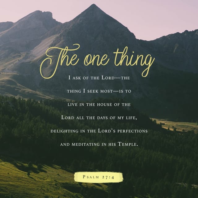 Psalm 27:4 NIV; One thing I ask from the Lord , this only do I seek ...